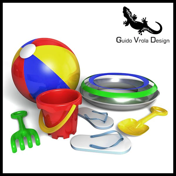 beach toys set 3D Model .c4d .max .obj .3ds .fbx .stl .blend 