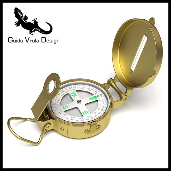 professional brass compass 3D Model .c4d .max .obj .3ds .fbx .stl .blend