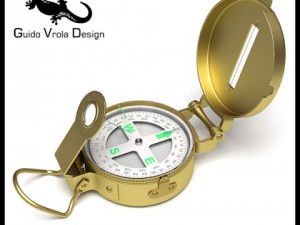 professional brass compass 3D Model