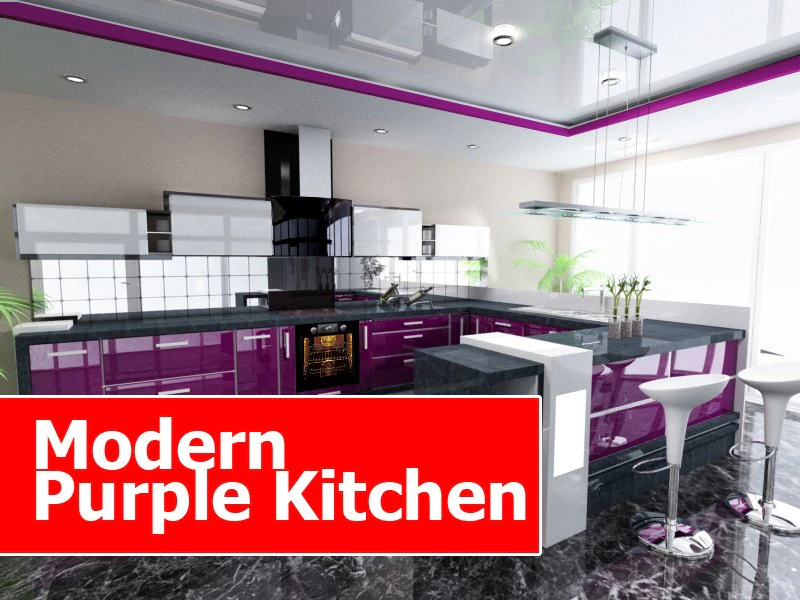 new modern purple kitchen 3D Model .c4d .max .obj .3ds .fbx .stl .blend 