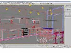 new modern purple kitchen 3D Model