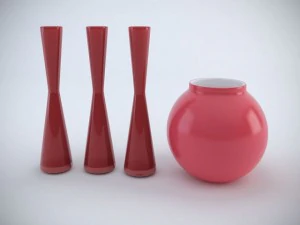 red vase set 3D Model