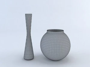 red vase set 3D Model