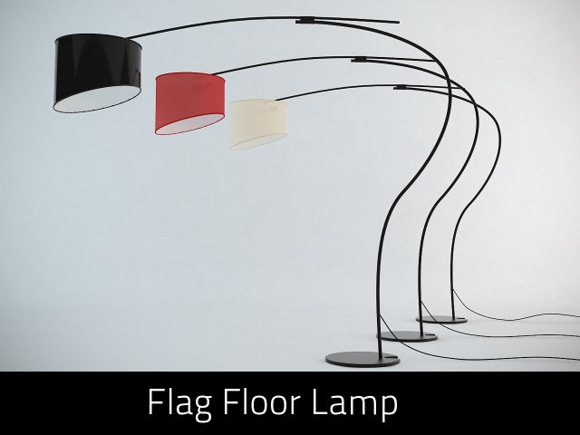 flag floor lamp 3D 模型 .c4d .max .obj .3ds .fbx .stl .blend 