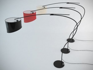 flag floor lamp 3D 模型