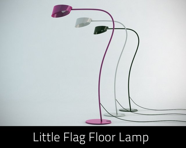 little flag floor lamp 3D Model .c4d .max .obj .3ds .fbx .stl .blend 