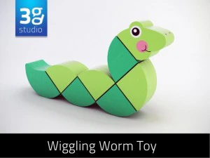 木製のくねくね動く虫のおもちゃ 3Dモデル