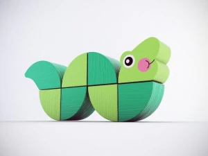 wooden wiggling worm toy 3D Model