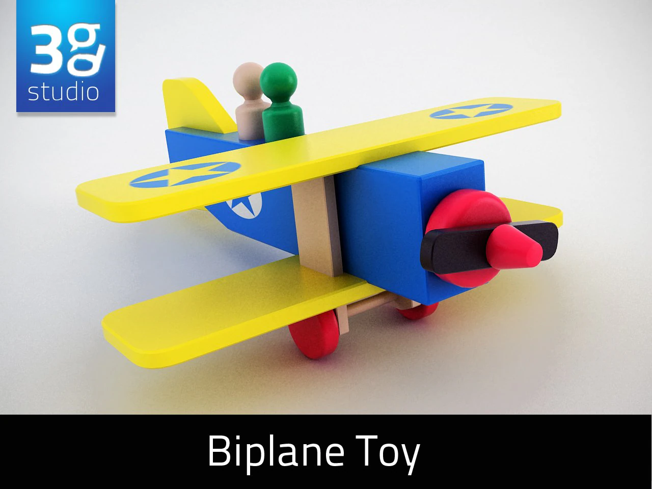 wooden airplane 3D Model .c4d .max .obj .3ds .fbx .stl .blend 