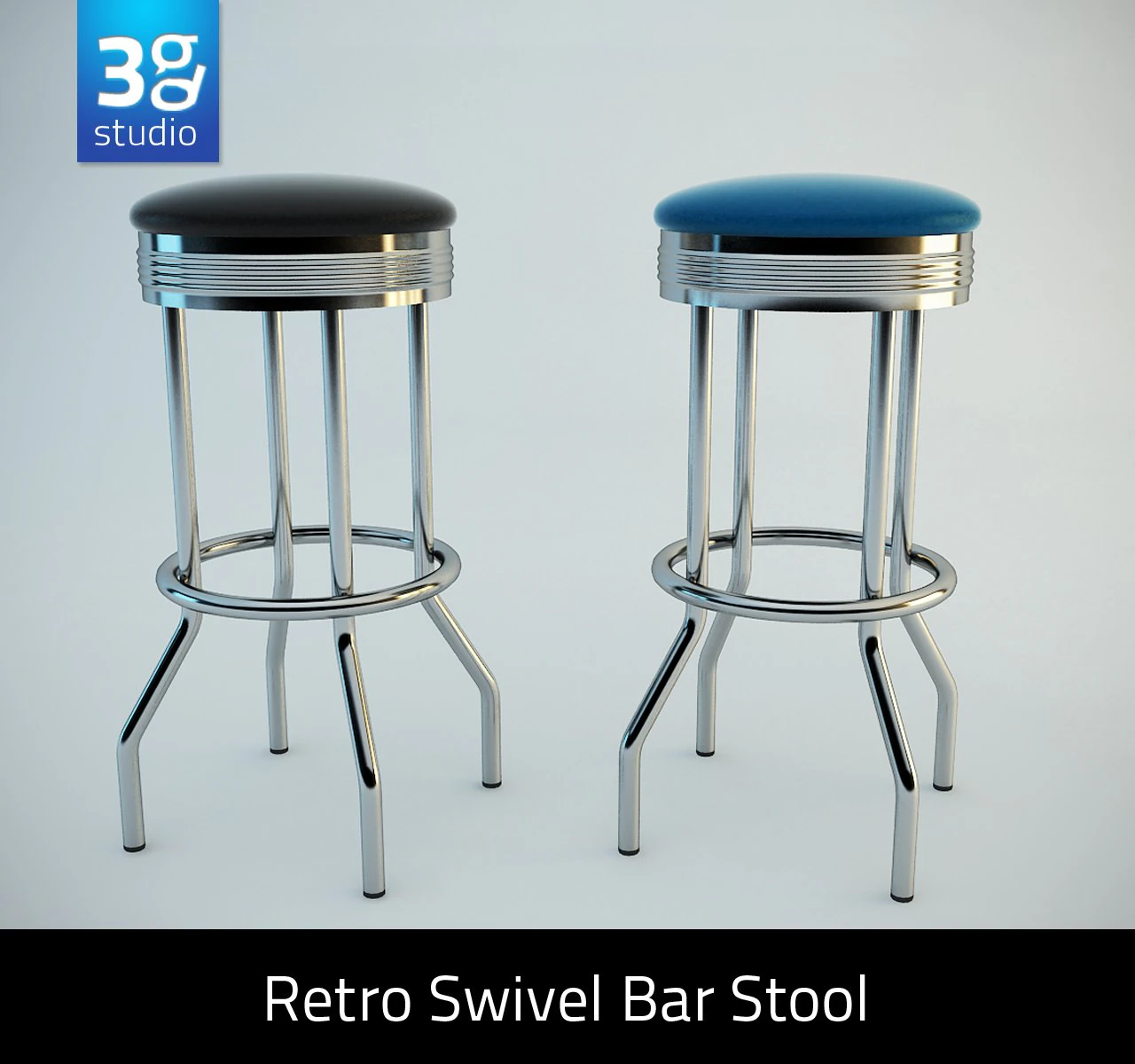 retro bar stool 3D Model .c4d .max .obj .3ds .fbx .stl .blend 
