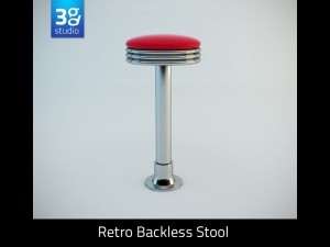 retro backless swivel stool Model 3D