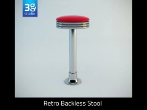 retro backless swivel stool 3D Model