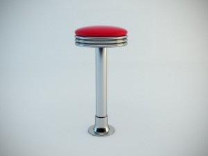 retro backless swivel stool 3D Model