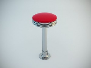 retro backless swivel stool 3D Model