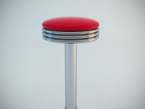 retro backless swivel stool 3D Model