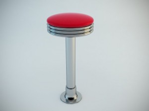 retro backless swivel stool 3D Model