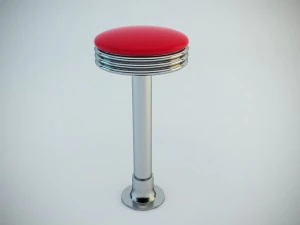 retro backless swivel stool 3D Model