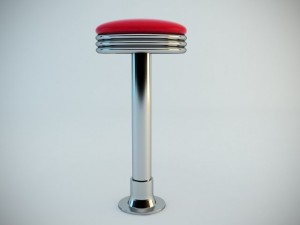 retro backless swivel stool 3D Model