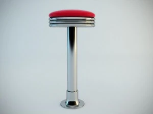 retro backless swivel stool 3D Model