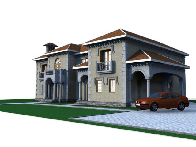 villa 027 3D 模型 .c4d .max .obj .3ds .fbx .stl .blend