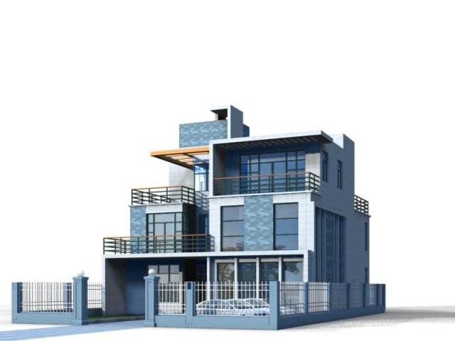 villa 030 3D-Modell .c4d .max .obj .3ds .fbx .stl .blend 