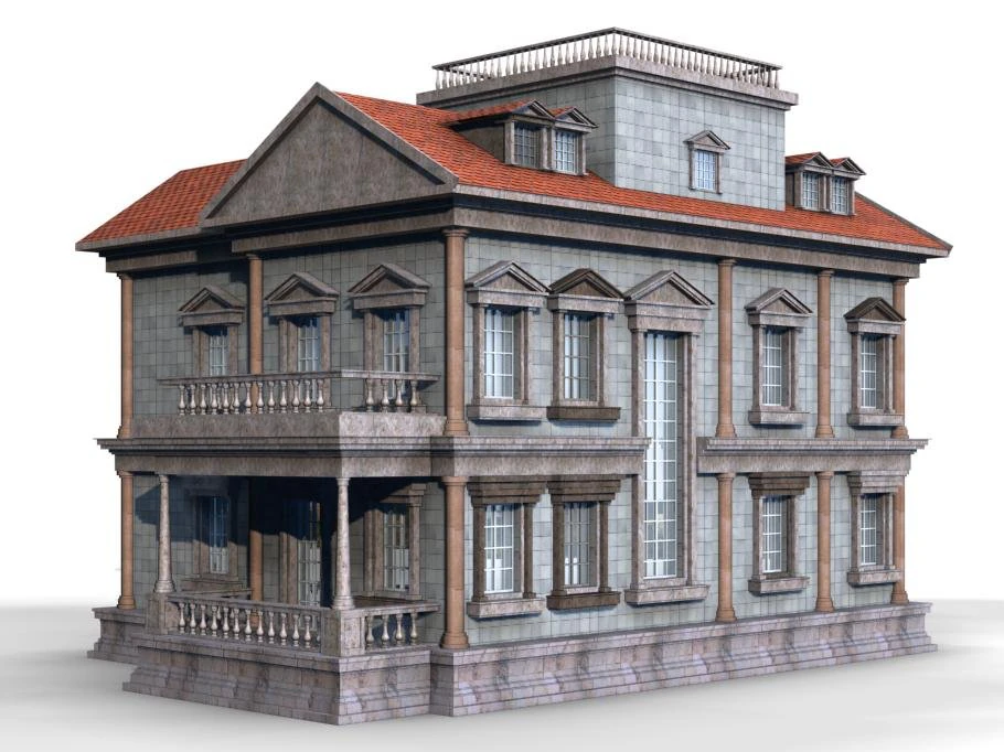 villa 054 3D Model .c4d .max .obj .3ds .fbx .stl .blend 