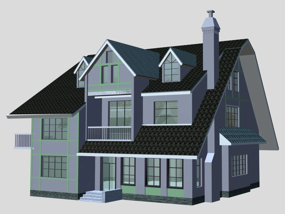 вілла 077 3D Модель .c4d .max .obj .3ds .fbx .stl .blend 