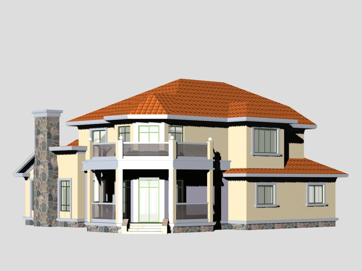 villa 120 3D Model .c4d .max .obj .3ds .fbx .stl .blend 