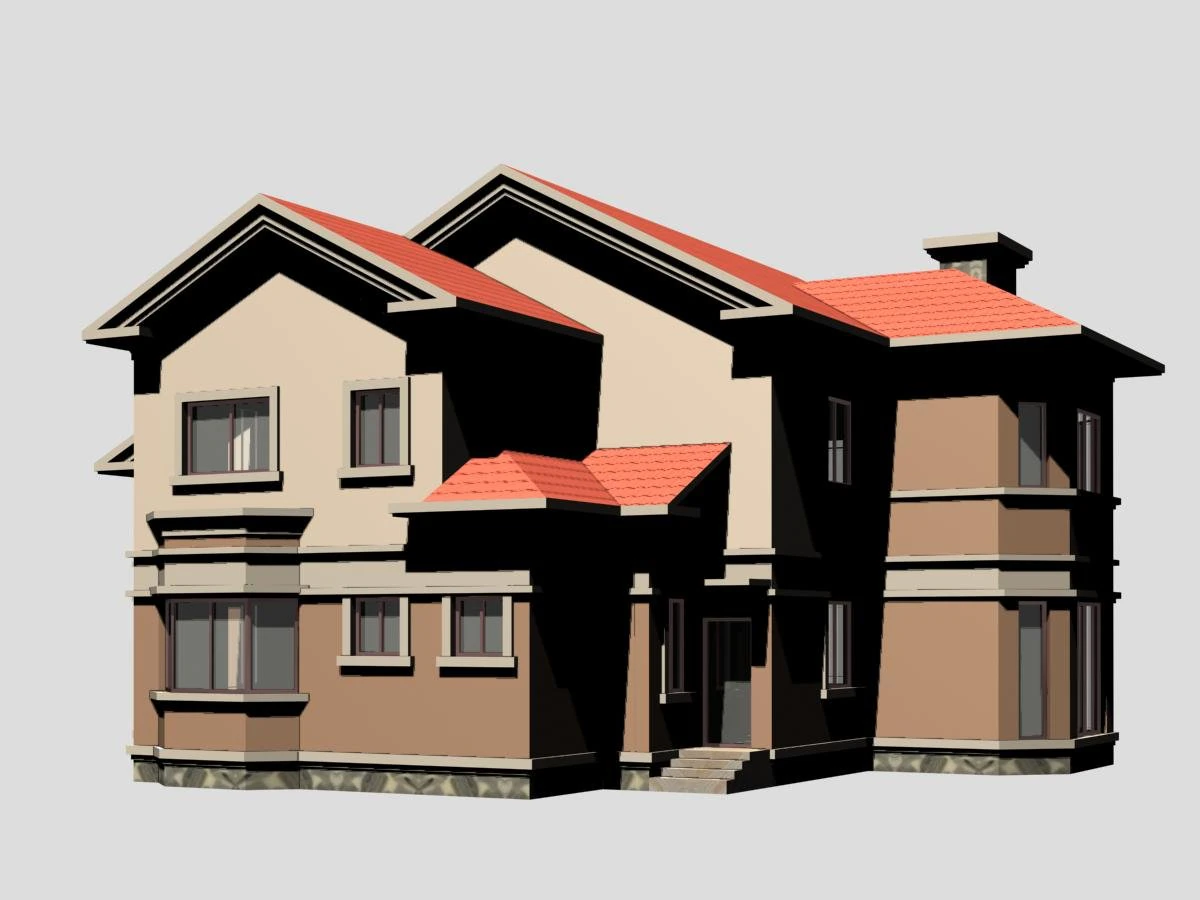 villa 123 3D Model .c4d .max .obj .3ds .fbx .stl .blend 