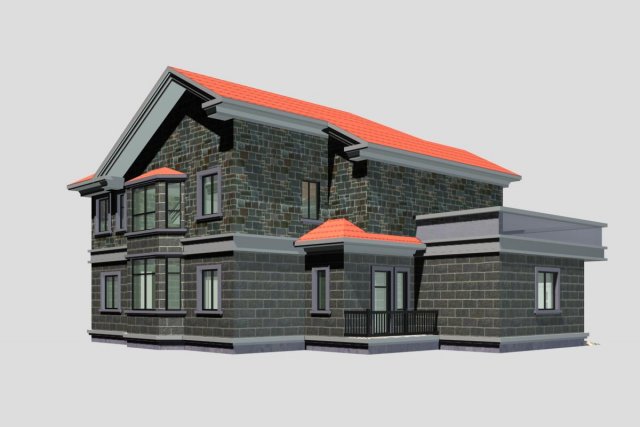villa 128 3D 模型 .c4d .max .obj .3ds .fbx .stl .blend