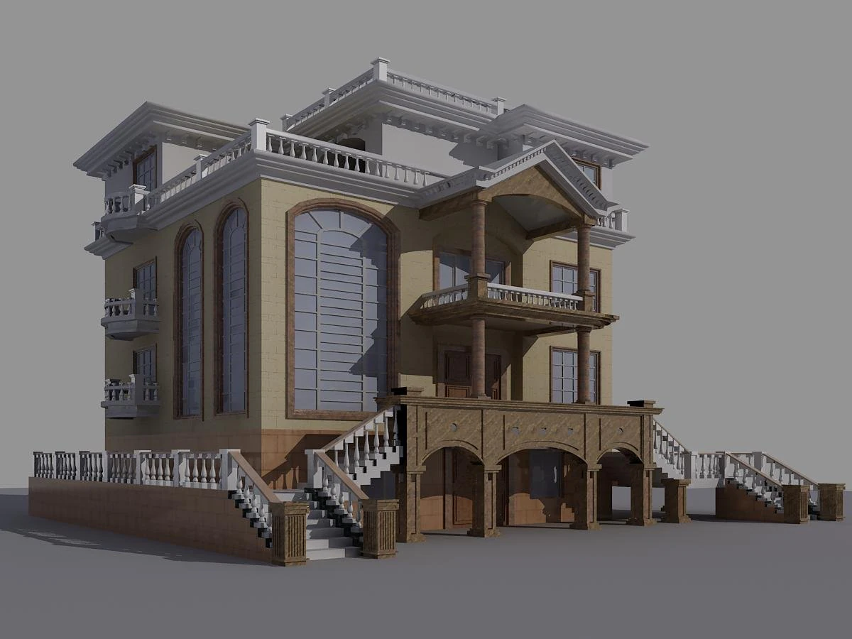 villa 140 3D Model .c4d .max .obj .3ds .fbx .stl .blend 