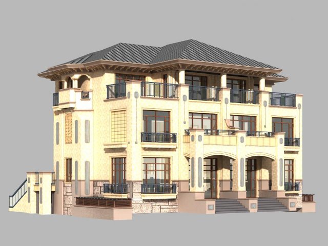 villa 208 3D Model .c4d .max .obj .3ds .fbx .stl .blend