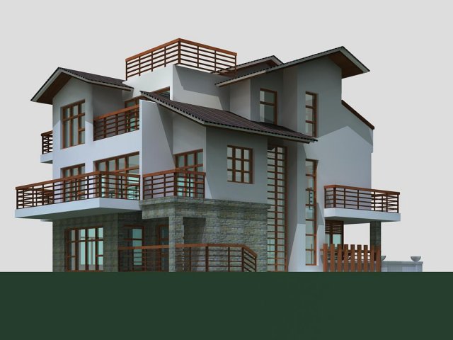 villa 225 3D Модель .c4d .max .obj .3ds .fbx .stl .blend 