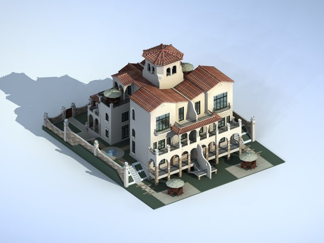 villa 234 3D Model .c4d .max .obj .3ds .fbx .stl .blend 