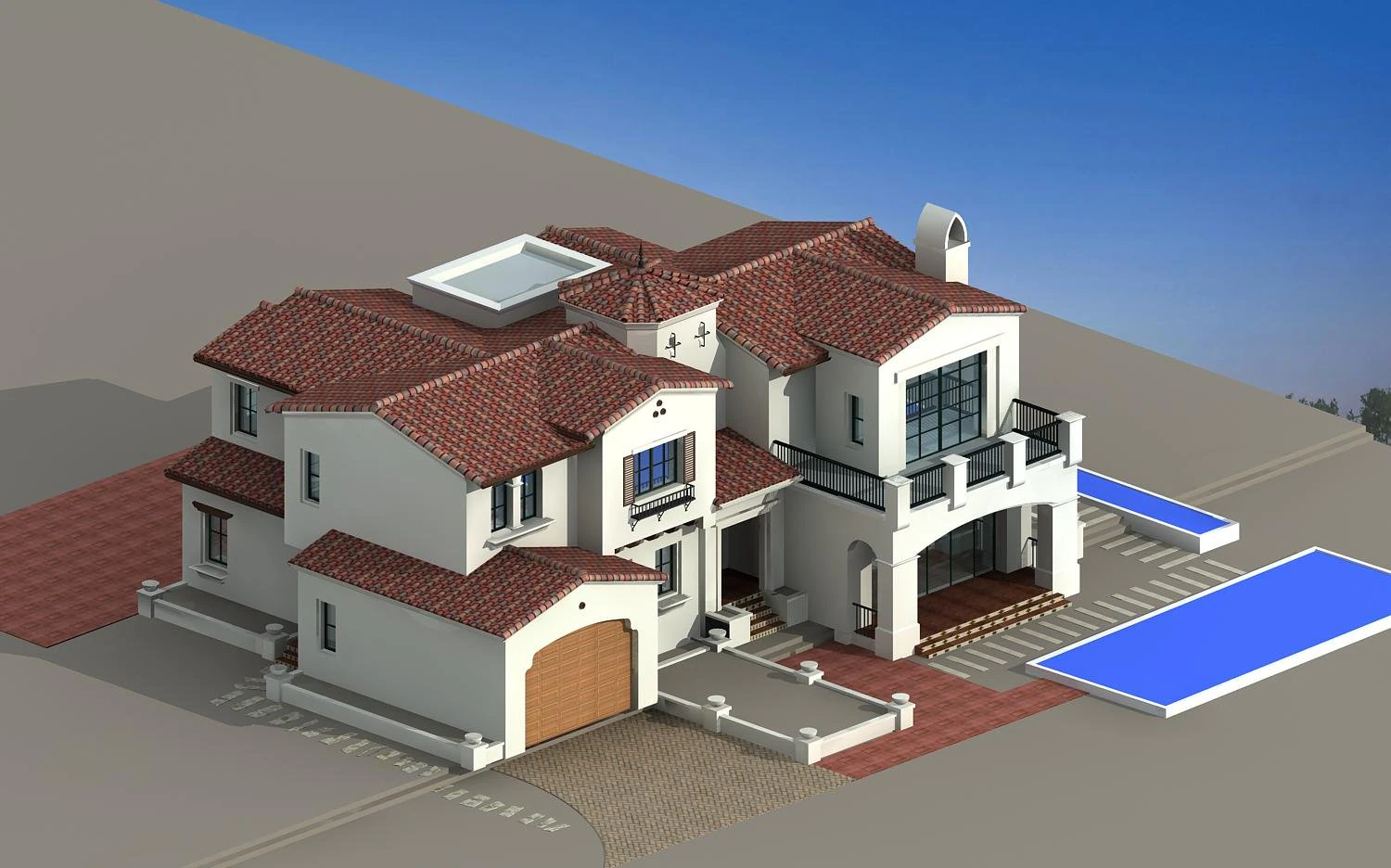 villa 240 3D Model .c4d .max .obj .3ds .fbx .stl .blend 