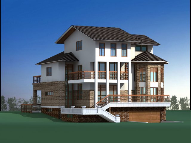 villa 245 3D Model .c4d .max .obj .3ds .fbx .stl .blend 