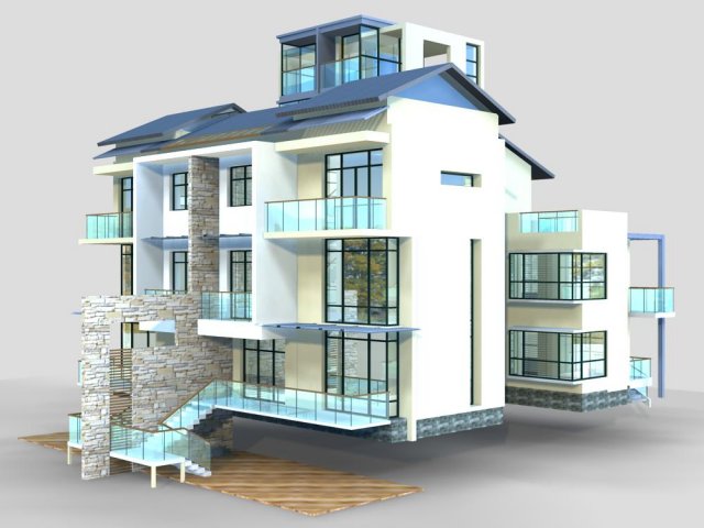 villa 260 3D Model .c4d .max .obj .3ds .fbx .stl .blend 