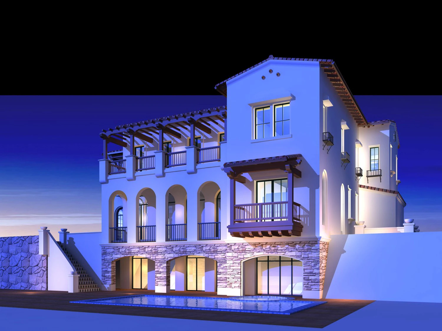 villa 258 3D Model .c4d .max .obj .3ds .fbx .stl .blend