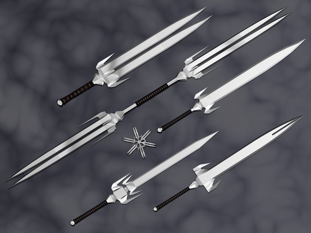 sword set 3D 모델 .c4d .max .obj .3ds .fbx .stl .blend 