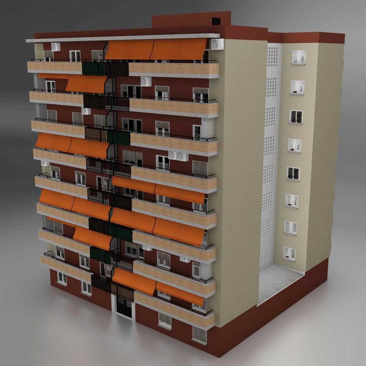 typical spanish building 3D Model .c4d .max .obj .3ds .fbx .stl .blend 