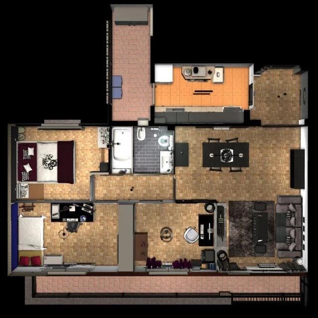entire apartment 3D Model .c4d .max .obj .3ds .fbx .stl .blend 
