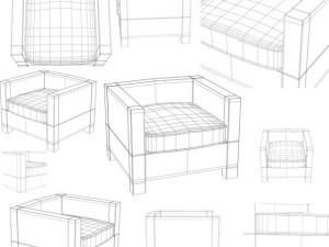 wicker couch 3Dモデル
