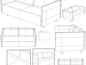 white couch Modelo 3D