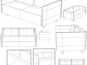 white couch 3D Model