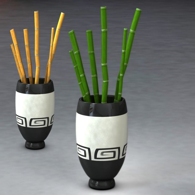bamboo and vase Model 3D .c4d .max .obj .3ds .fbx .stl .blend