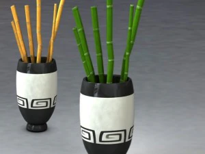bambou et vase Modèle 3D
