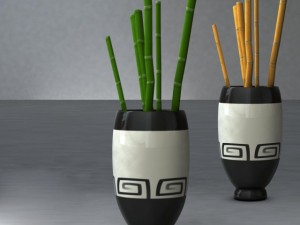 bamboo and vase Model 3D