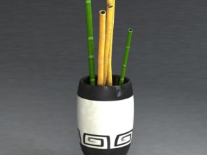 bamboo and vase Model 3D