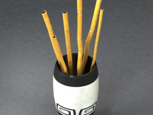 bamboo and vase Model 3D