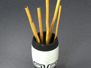 bamboo and vase 3D Model